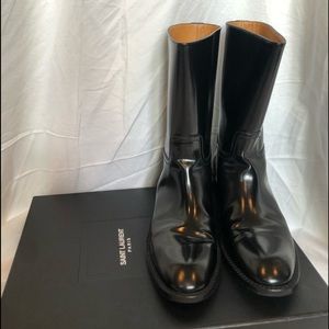 Saint Laurent Glossy Black Heeled Boots
